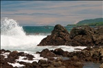 Waves crashing onto the shore